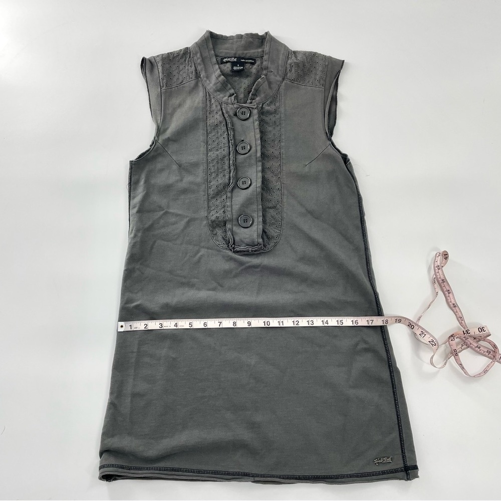 Hale Bob Grey Cotton Sleeveless Eyelet Trim Boho Minimalist mini dress NWOT - Picture 11 of 11